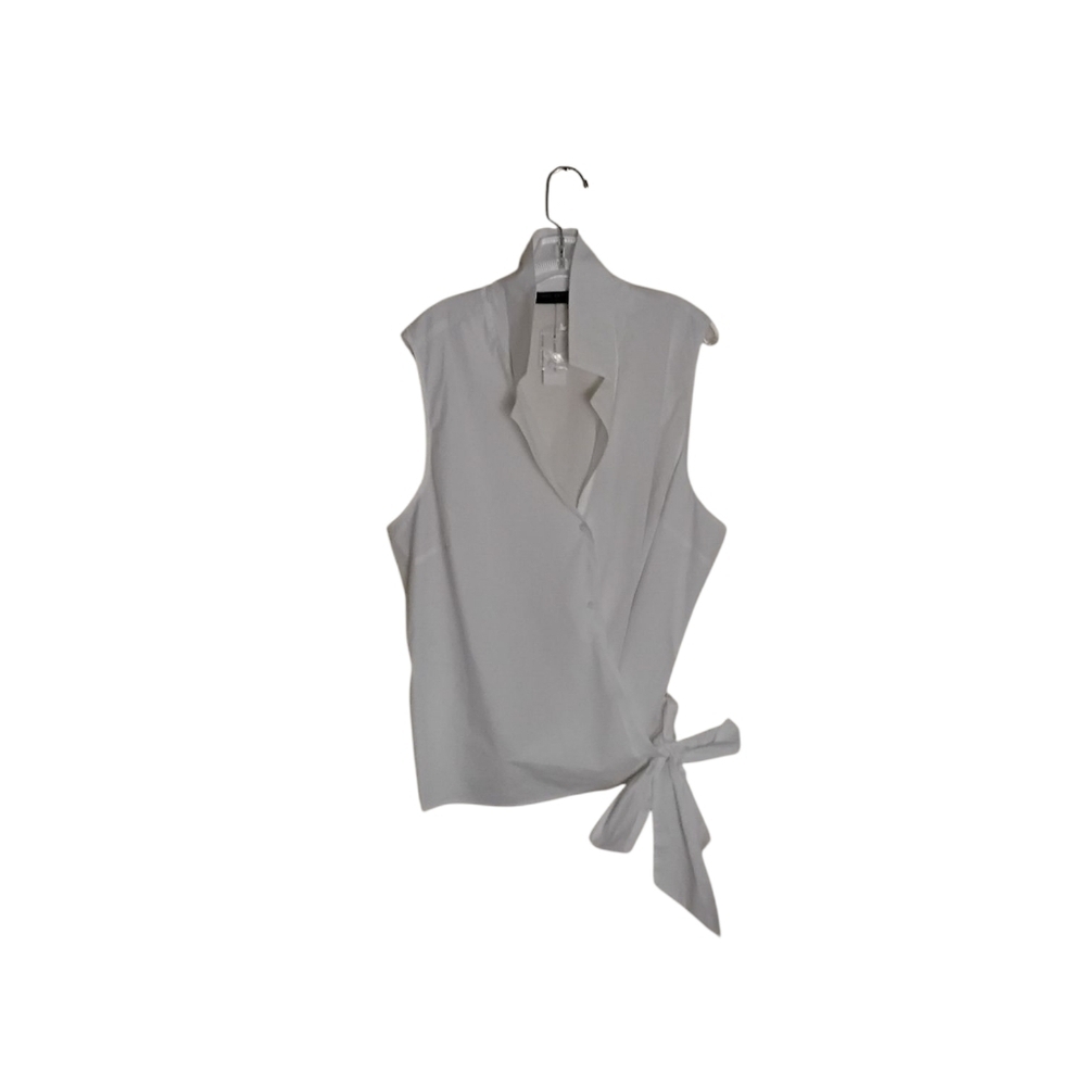 Lane Bryant White Sleeveless Wrap-Style Blouse with Side Tie